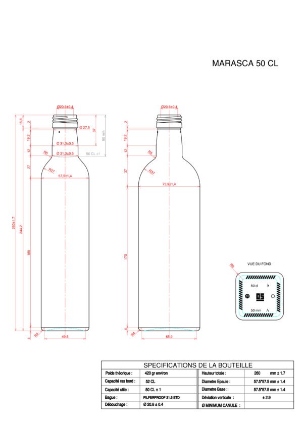 Bouteille Marasca 50cl Blanche – Image 2